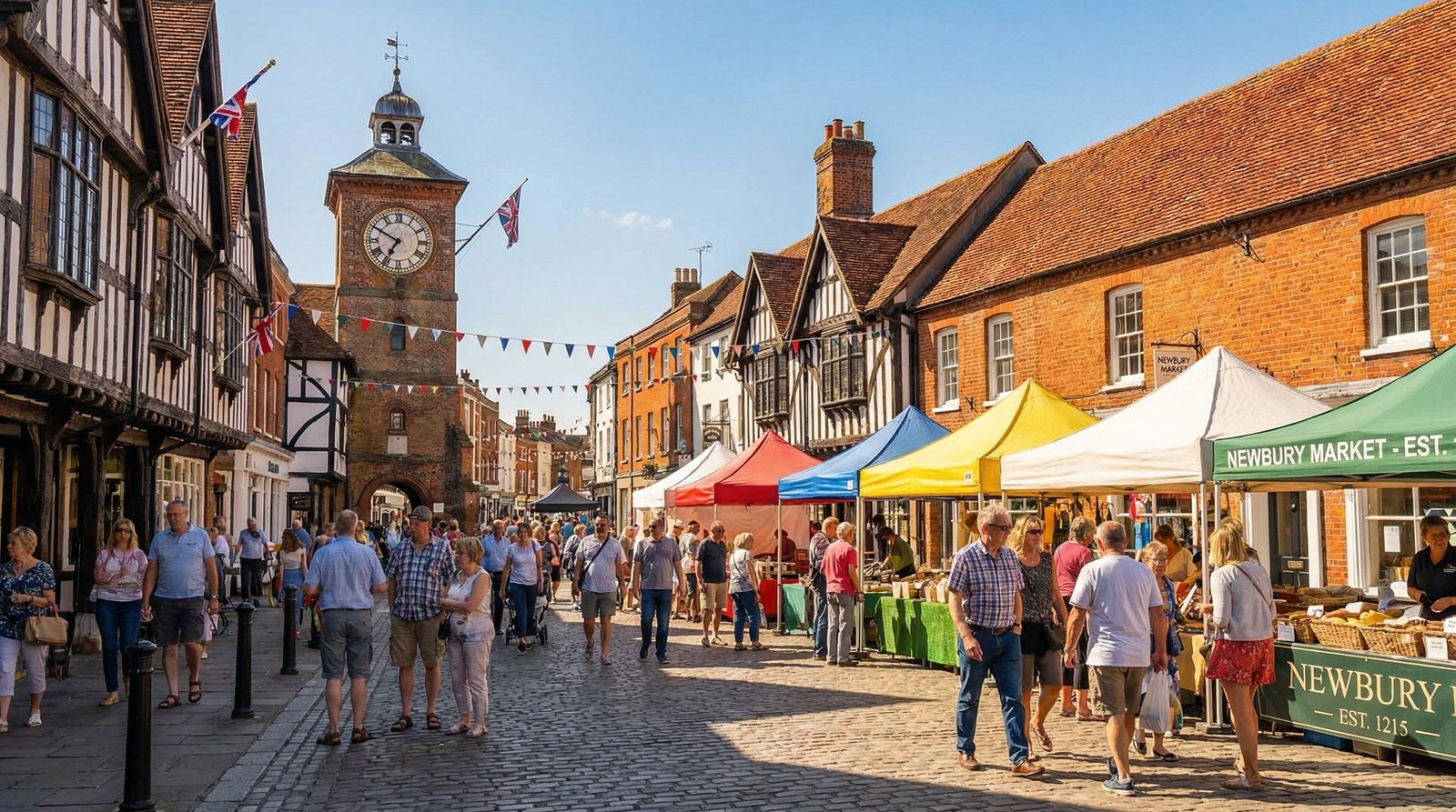 Newbury town center and historic buildings